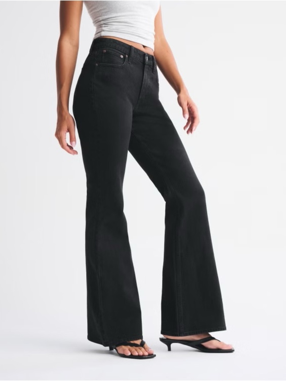NWT Abercrombie & Fitch Ultra High Rise Black Flare Jeans Black